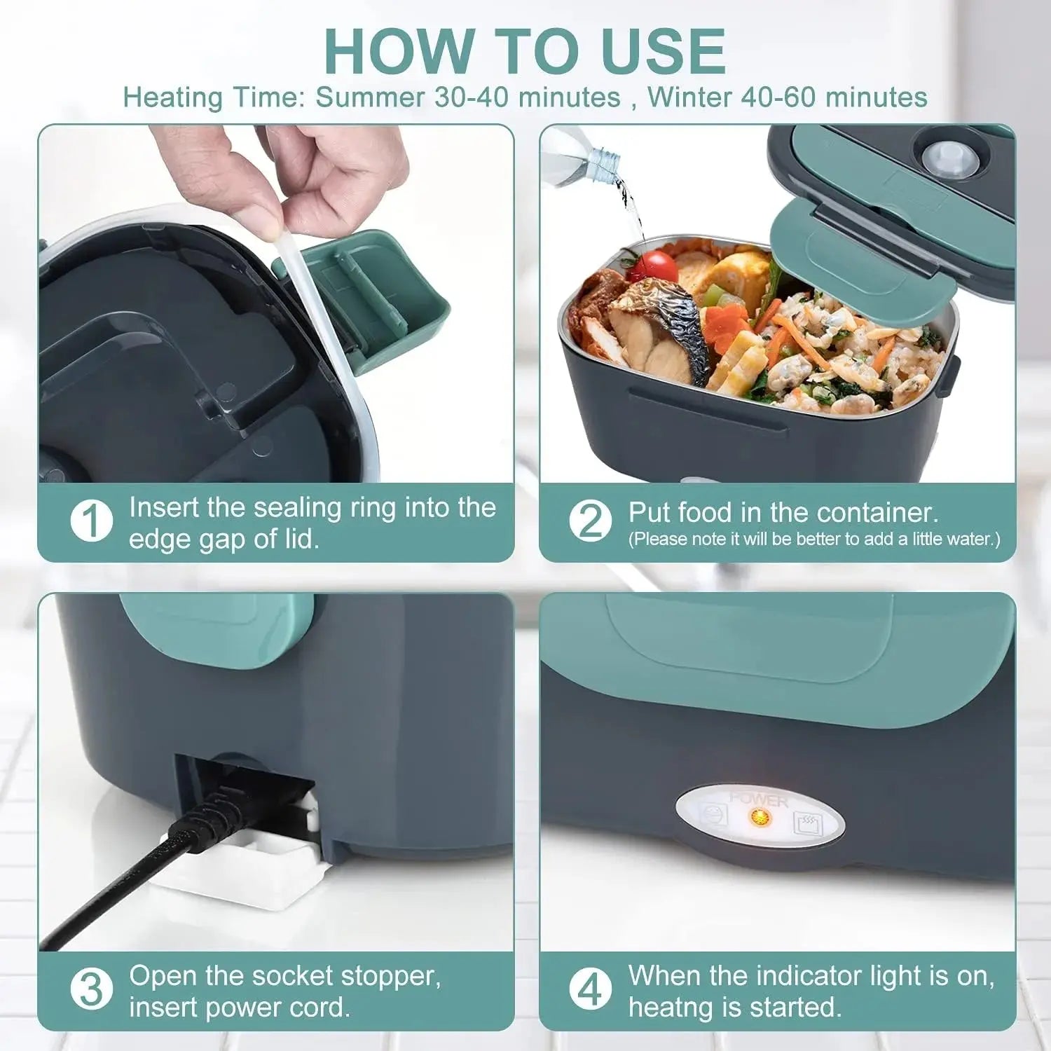 Elektrische Lunchbox - Heiße Mahlzeiten Essen to go: 1.5L 60W Tragbar, Auslaufsicher, Mikrowellengeeignet - Raffiniertedinge Elektrische Lunchbox - Heiße Mahlzeiten Essen to go: 1.5L 60W Tragbar, Auslaufsicher, Mikrowellengeeignet - Raffiniertedinge